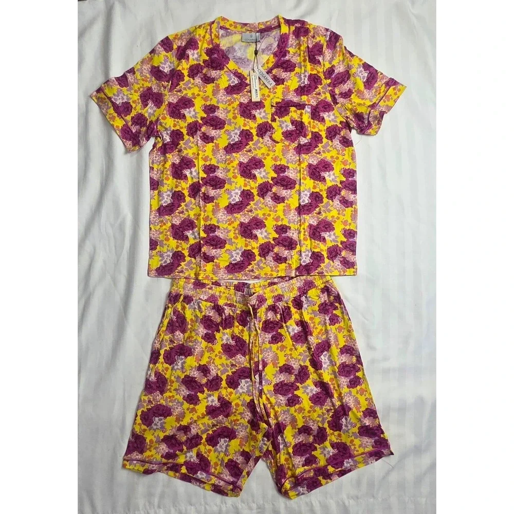 Cosabella Bella Mens Pajama Set Floral Burst Cape Fuchsia Short Sleeve Shorts